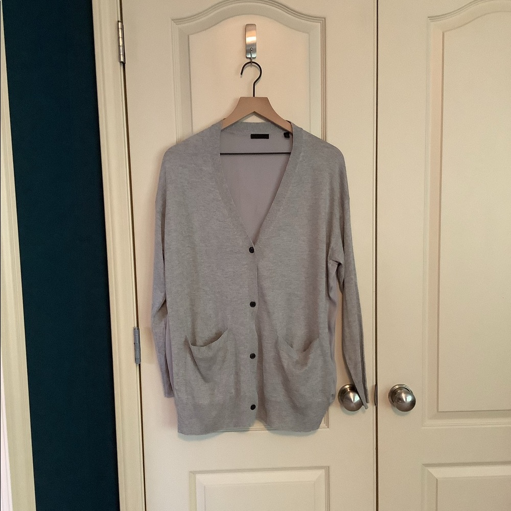 ATM Cashmere And Silk Cardigan Gray Small